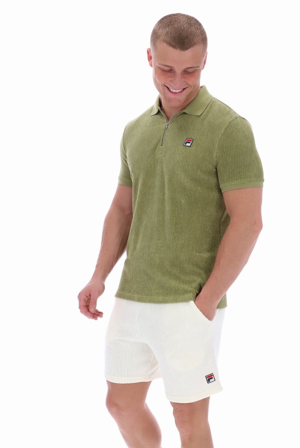 Green Fila Kason Quarter Zip Men Polo Shirts | 5246OUYSC