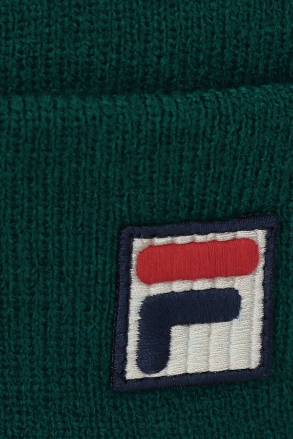 Green Fila Kudos F-Box Flat Knit Men Beanie | 6014LAWCN