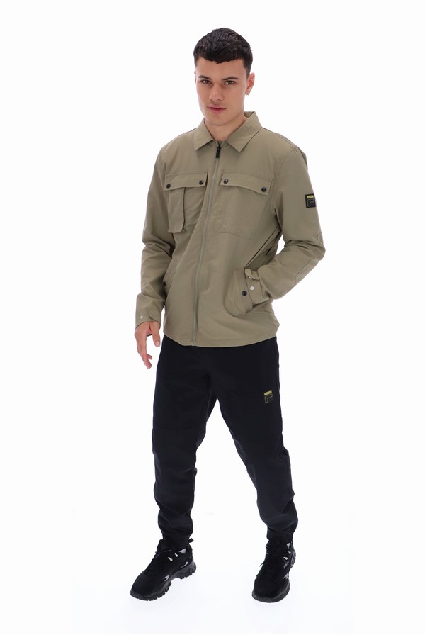 Green Fila Lamont Military Overshirt Men Jackets | 6142KFWCS