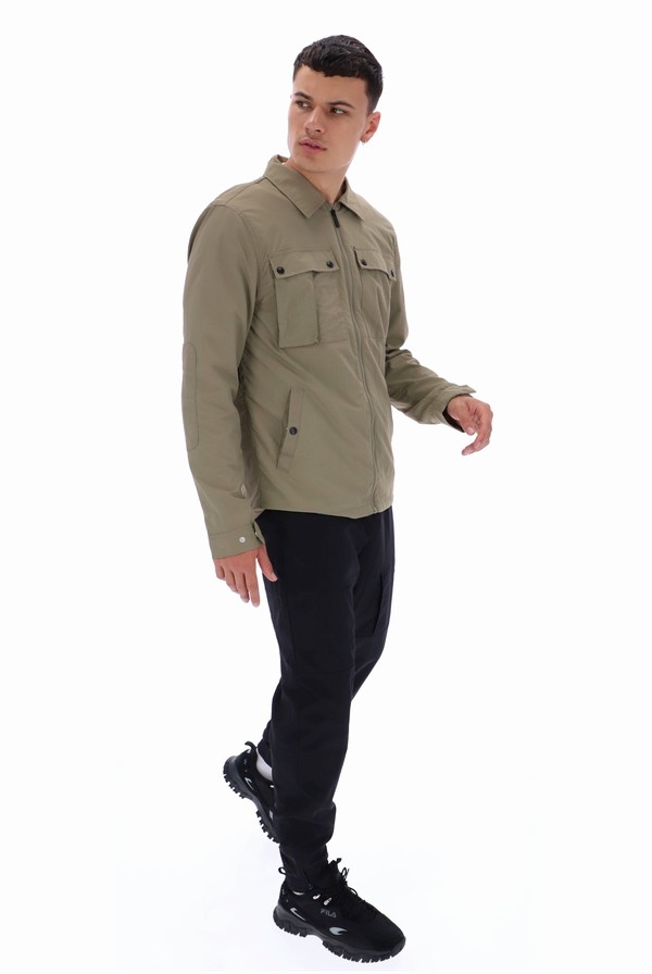 Green Fila Lamont Military Overshirt Men Jackets | 6142KFWCS