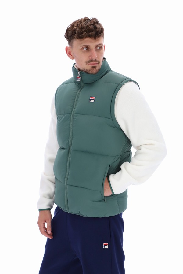 Green Fila Mackay Heavily Padded Puffer Men Jackets | 5763QBMPD