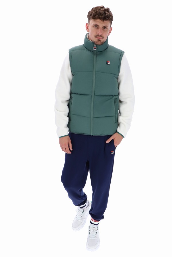 Green Fila Mackay Heavily Padded Puffer Men Jackets | 5763QBMPD