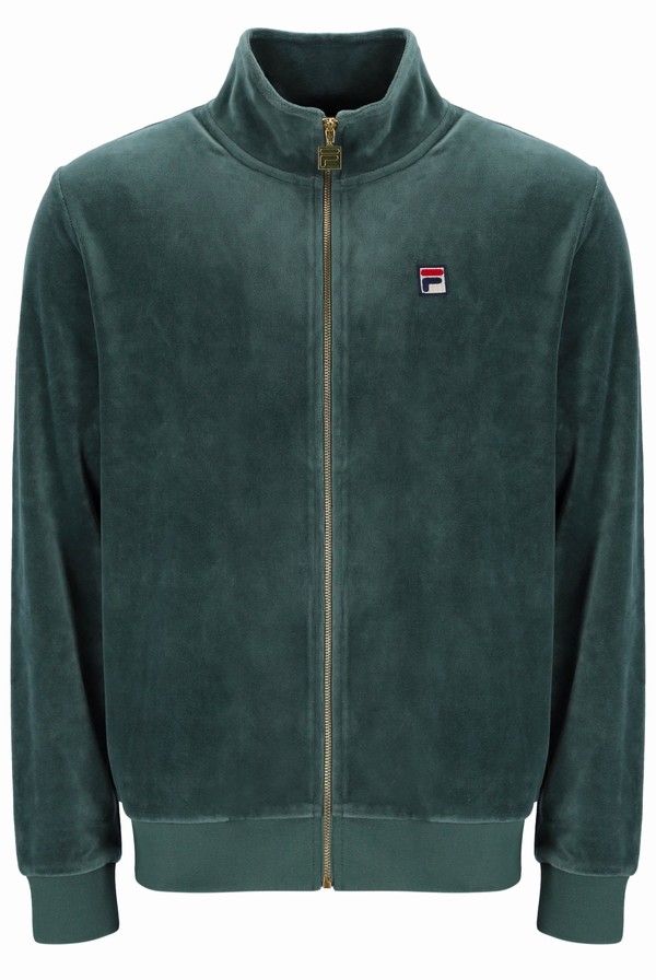 Green Fila Marc Velour With Gold Trims Men Track Top | 2963UCKEQ