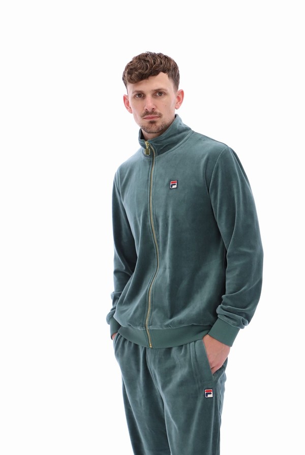 Green Fila Marc Velour With Gold Trims Men Track Top | 2963UCKEQ