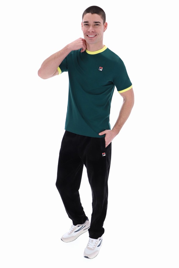 Green Fila Marconi Essential Ringer Men T-shirts | 3462CESAO