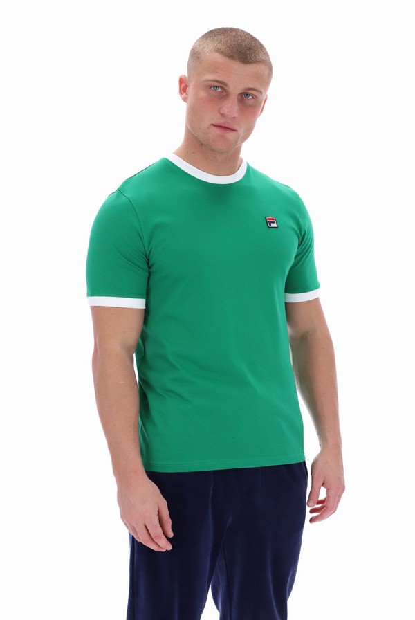 Green Fila Marconi Essential Ringer Men T-shirts | 2850WJQAD