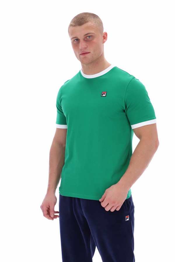 Green Fila Marconi Essential Ringer Men T-shirts | 2850WJQAD