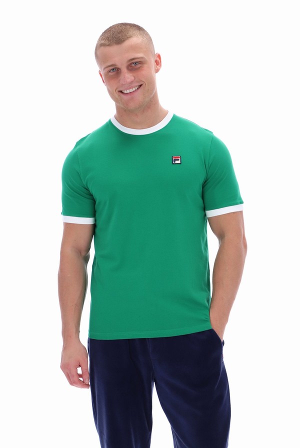 Green Fila Marconi Essential Ringer Men T-shirts | 2850WJQAD