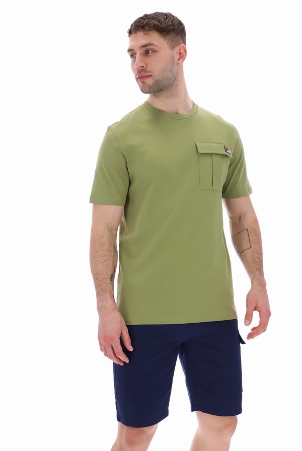 Green Fila Riggs Pocket Men T-shirts | 5879SDBOH