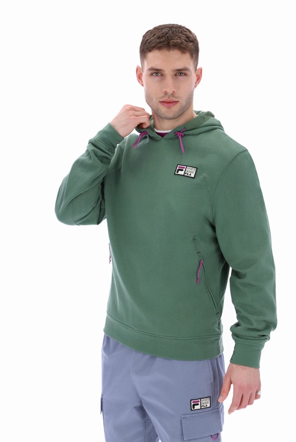 Green Fila Solo Sweat Men Hoodie | 8471XUKTL