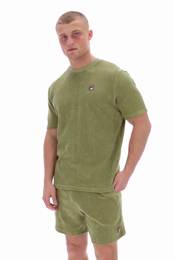 Green Fila Tatum Drop Needle Terry Men T-shirts | 9126GHYRO