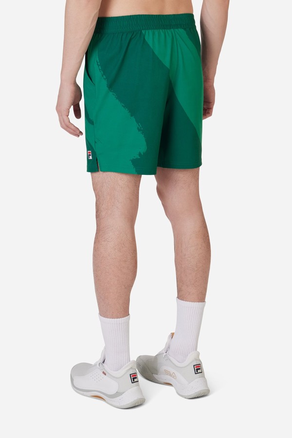 Green Fila Tennis Essentials Printed Men Shorts | 9378GMYZJ