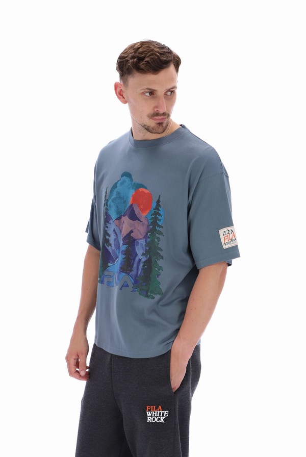 Grey Fila Davey Graphic Men T-shirts | 3285JLOMC