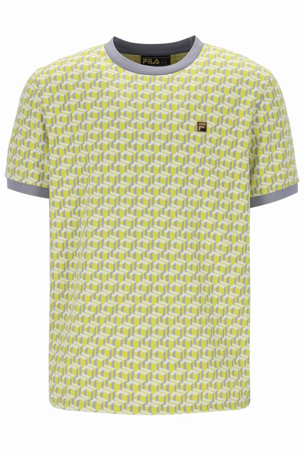 Grey Fila Jagger Geo Jacquard Men T-shirts | 5781SWFCX