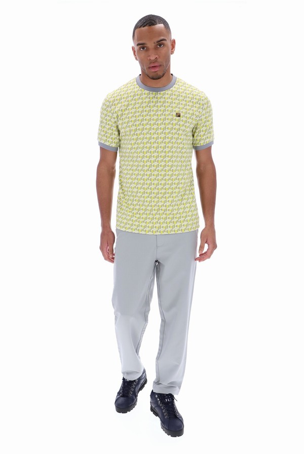 Grey Fila Jagger Geo Jacquard Men T-shirts | 5781SWFCX