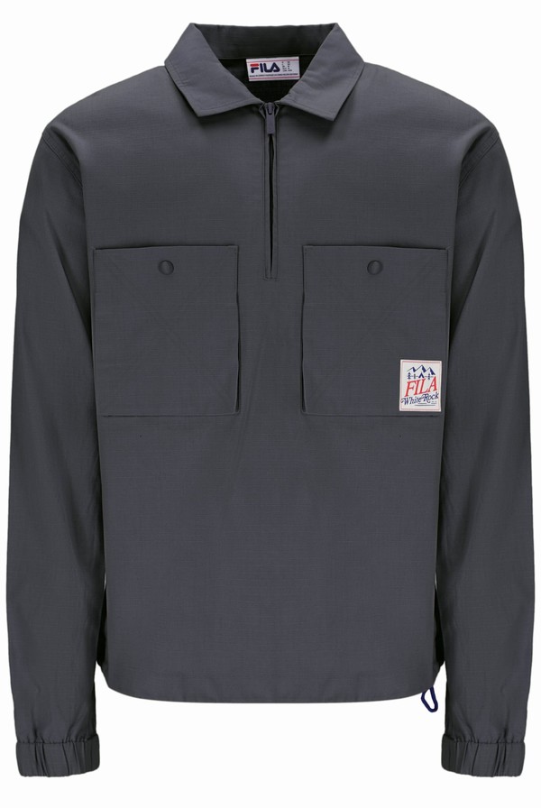 Grey Fila Ken Ripstop 1/4 Zip Men Jackets | 9247YTDKR