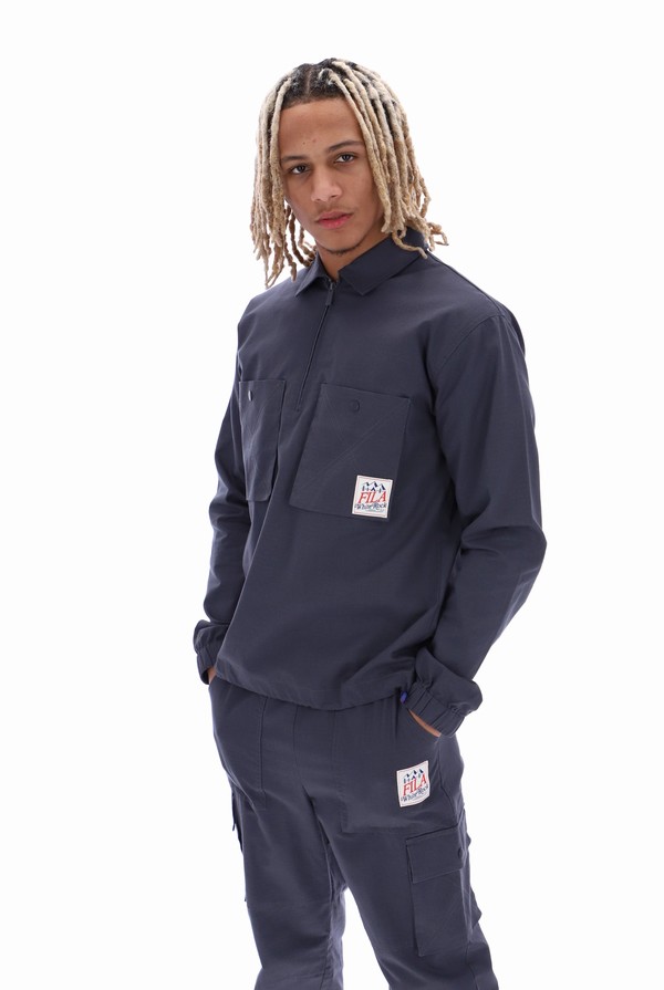 Grey Fila Ken Ripstop 1/4 Zip Men Jackets | 9247YTDKR