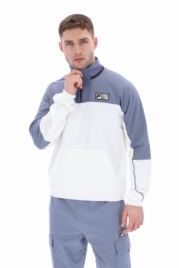 Grey Fila Peak Sweat 1/4 Zip Men Sweatshirts | 1689SJDRK