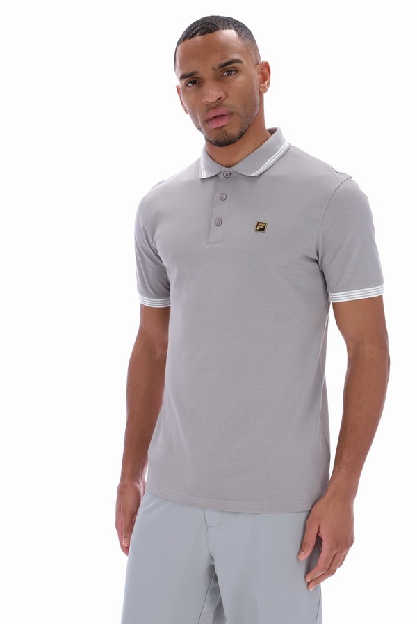 Grey Fila Soren Men Polo Shirts | 8910OUCMN