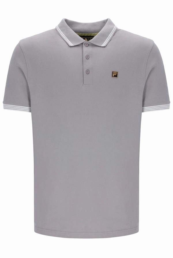 Grey Fila Soren Men Polo Shirts | 8910OUCMN