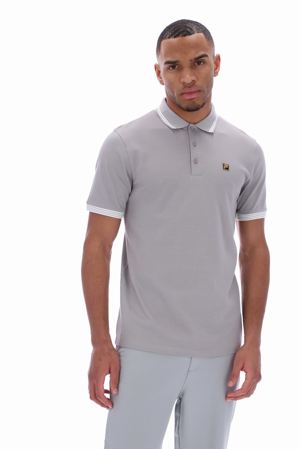 Grey Fila Soren Men Polo Shirts | 8910OUCMN