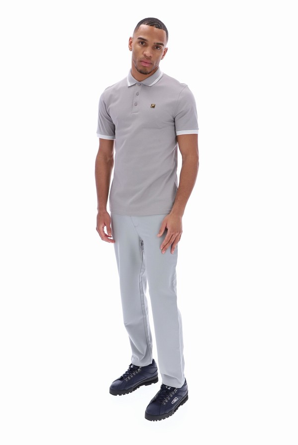 Grey Fila Soren Men Polo Shirts | 8910OUCMN