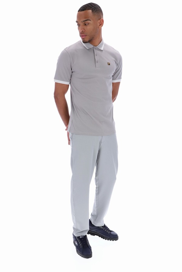 Grey Fila Soren Men Polo Shirts | 8910OUCMN