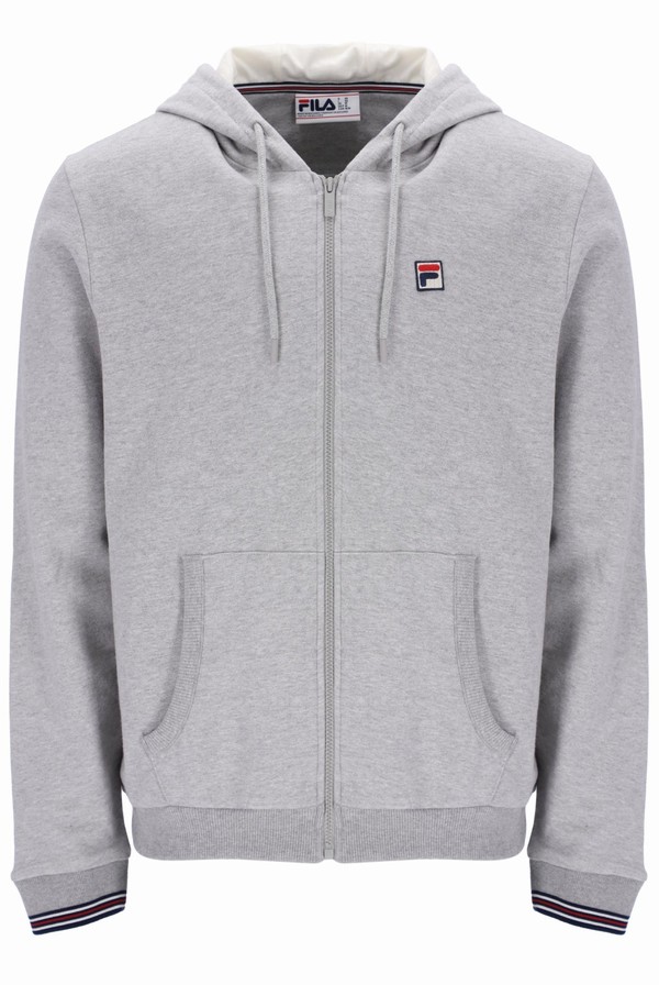 Grey Fila Tenconi Zip Up Men Hoodie | 5703WRVPZ