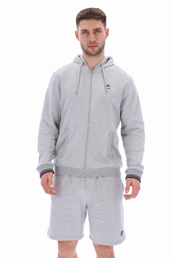 Grey Fila Tenconi Zip Up Men Hoodie | 5703WRVPZ