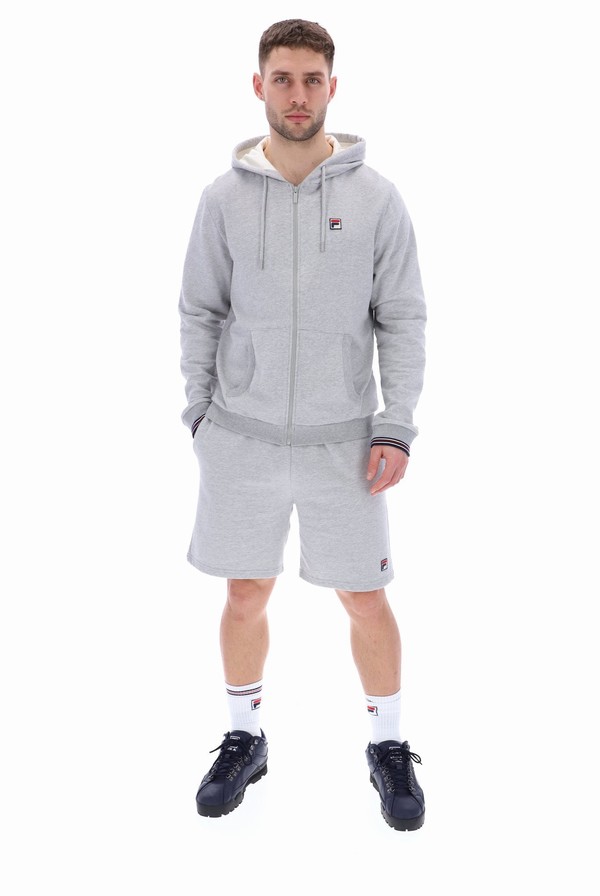 Grey Fila Tenconi Zip Up Men Hoodie | 5703WRVPZ