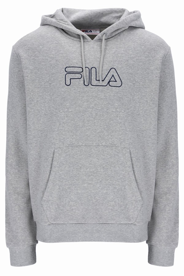 Grey Fila Willem With Chest Graphic Men Hoodie | 9742JFLIZ