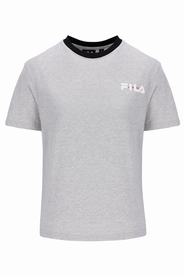 Grey / Black Fila Pria Women T-shirts | 4096HDAFP