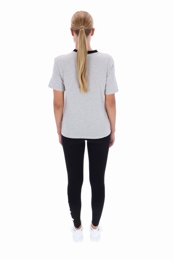 Grey / Black Fila Pria Women T-shirts | 4096HDAFP