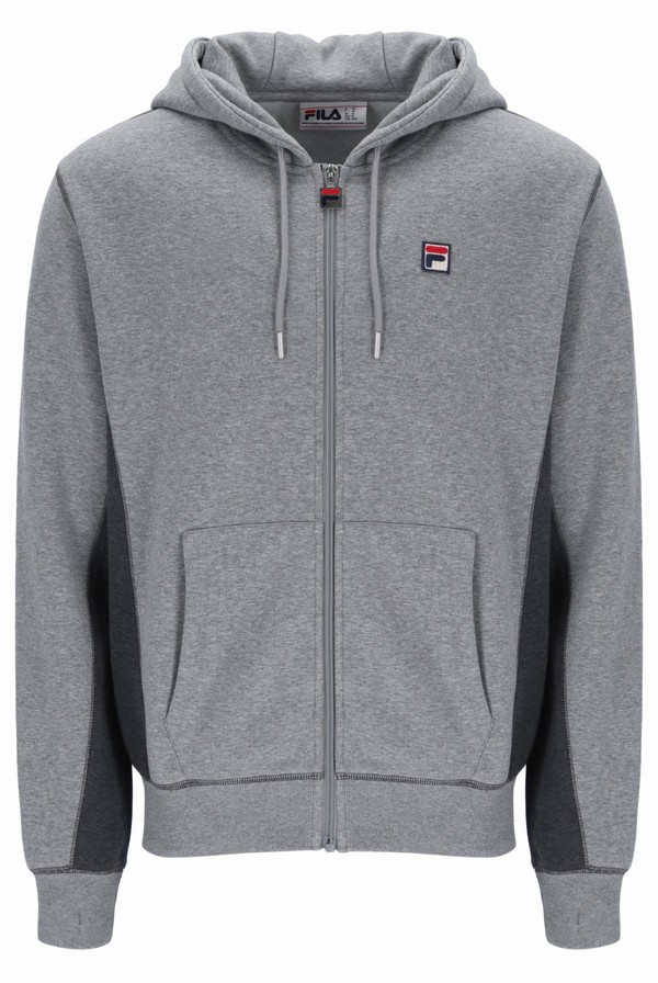 Grey / Grey Fila Mick Zip Through Men Hoodie | 6598BRPFN