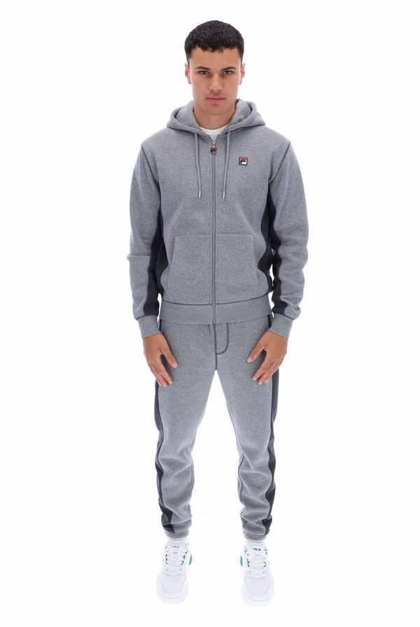 Grey / Grey Fila Mick Zip Through Men Hoodie | 6598BRPFN