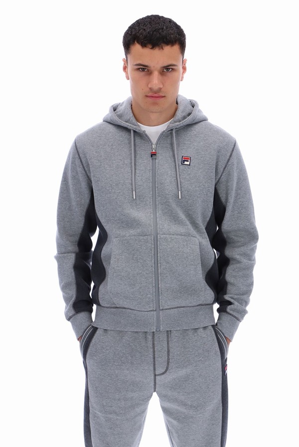 Grey / Grey Fila Mick Zip Through Men Hoodie | 6598BRPFN