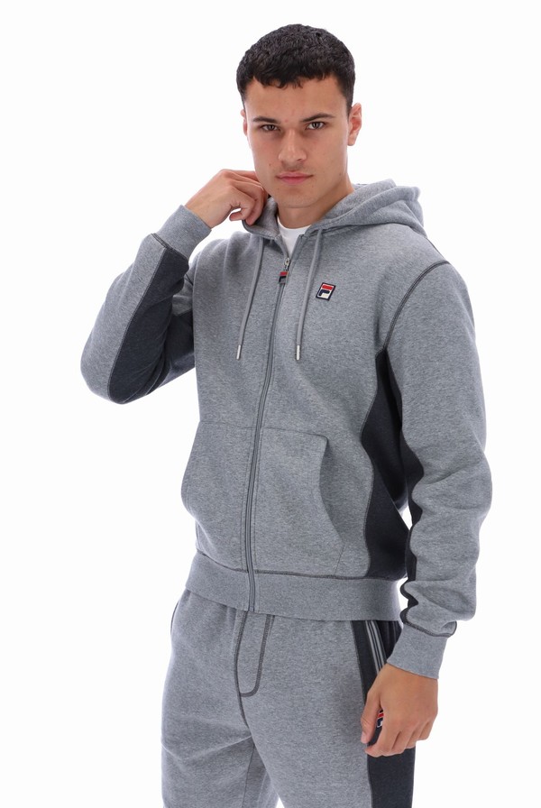 Grey / Grey Fila Mick Zip Through Men Hoodie | 6598BRPFN