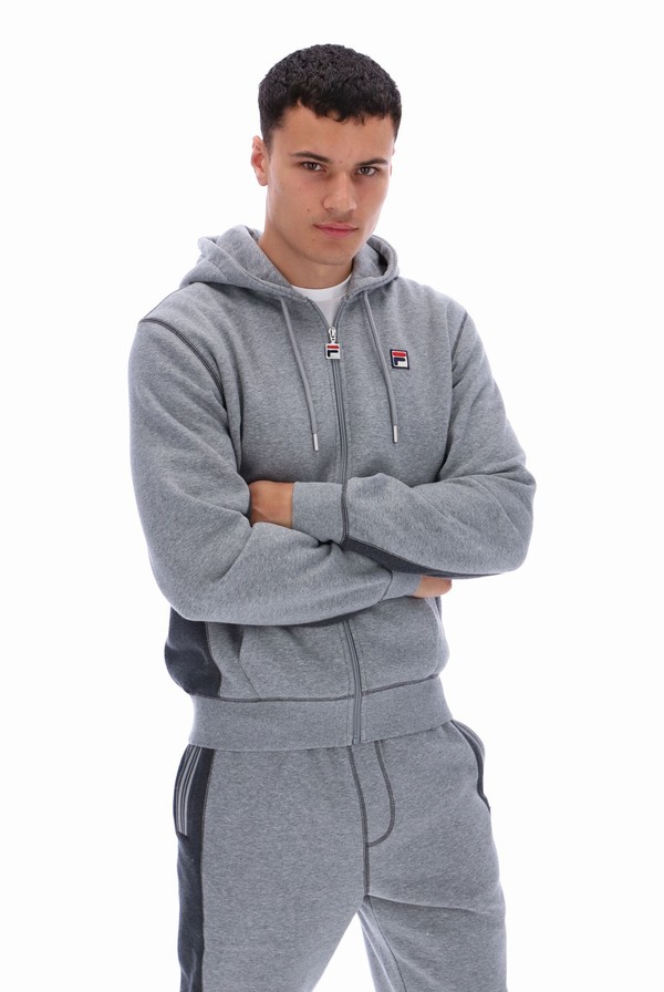 Grey / Grey Fila Mick Zip Through Men Hoodie | 6598BRPFN