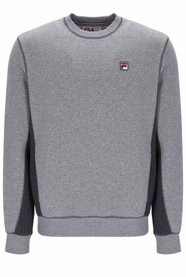 Grey / Grey Fila Webber Fleece Men Sweatshirts | 3892HIQOU