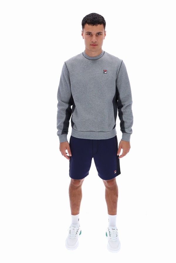 Grey / Grey Fila Webber Fleece Men Sweatshirts | 3892HIQOU