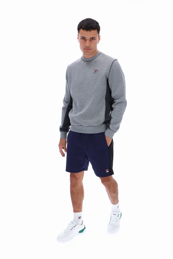 Grey / Grey Fila Webber Fleece Men Sweatshirts | 3892HIQOU