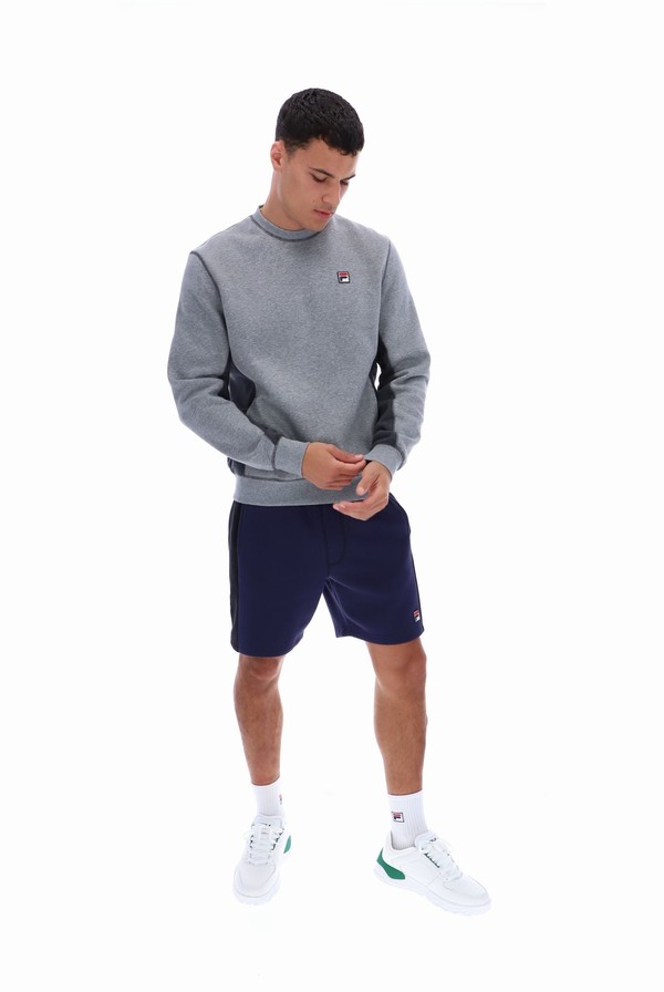 Grey / Grey Fila Webber Fleece Men Sweatshirts | 3892HIQOU