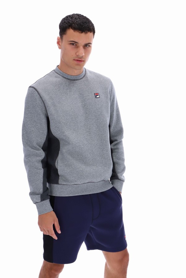 Grey / Grey Fila Webber Fleece Men Sweatshirts | 3892HIQOU