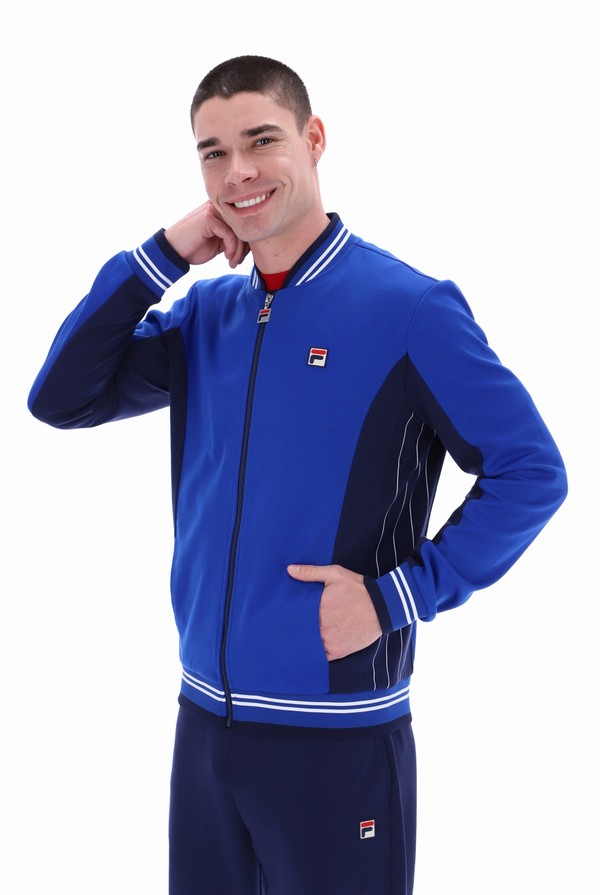 Light Blue / Navy Fila Settanta Baseball Men Track Top | 8169WTMFX