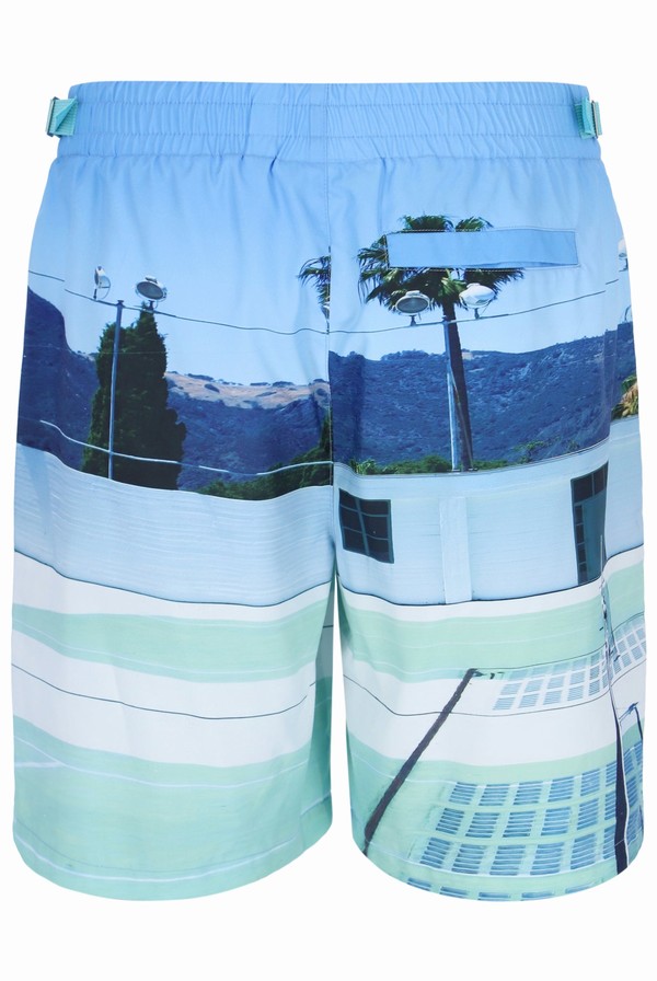 Light Turquoise Fila Vito Photographic Long Swim Men Shorts | 6084KFEHP