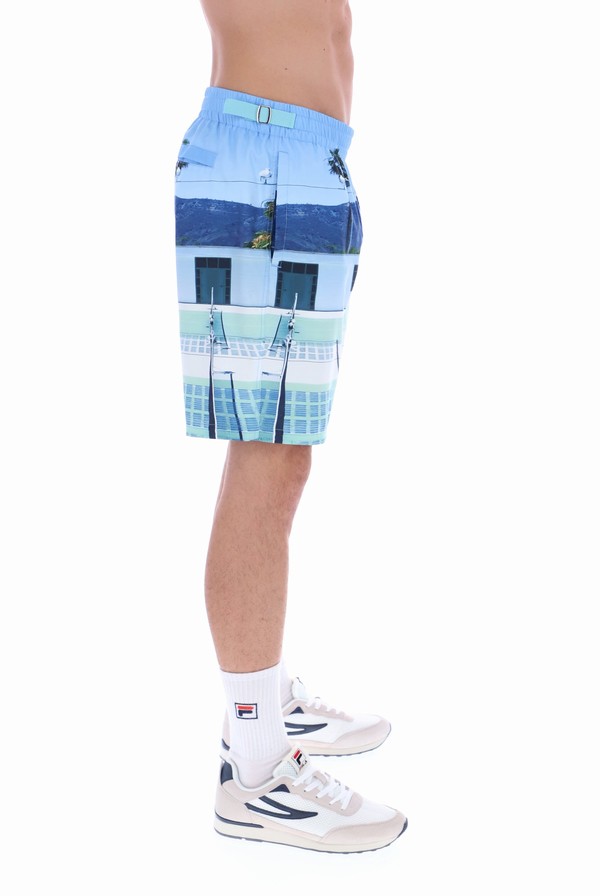 Light Turquoise Fila Vito Photographic Long Swim Men Shorts | 6084KFEHP