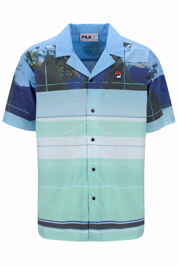 Light Turquoise Fila Vito Photographic Men T-shirts | 5294GJWHL