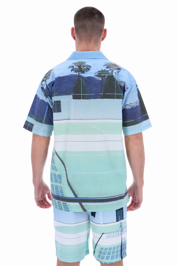 Light Turquoise Fila Vito Photographic Men T-shirts | 5294GJWHL