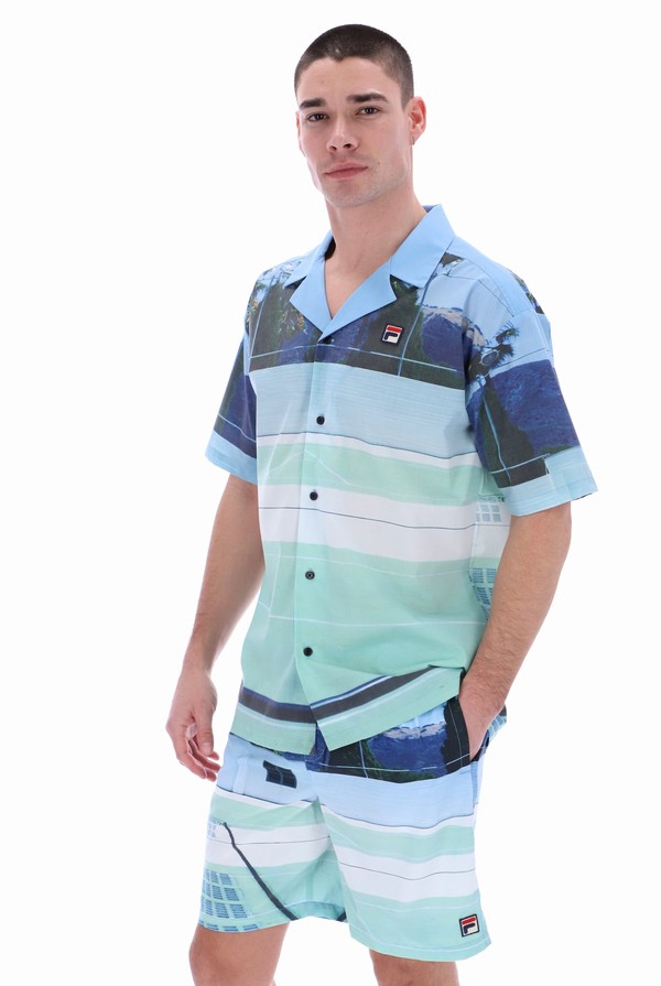 Light Turquoise Fila Vito Photographic Men T-shirts | 5294GJWHL