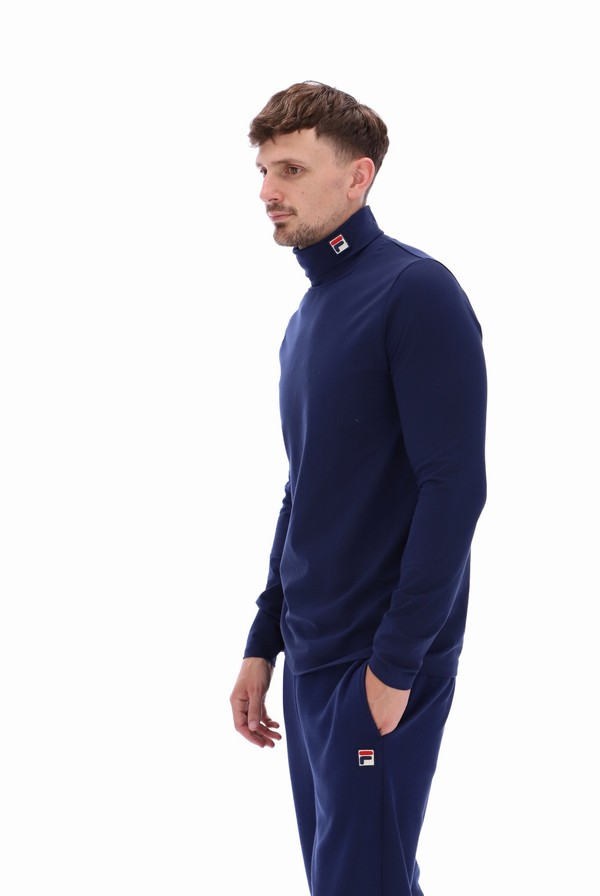 Navy Fila 19th Classic Roll Neck Men Sweatshirts | 3056WMSXP